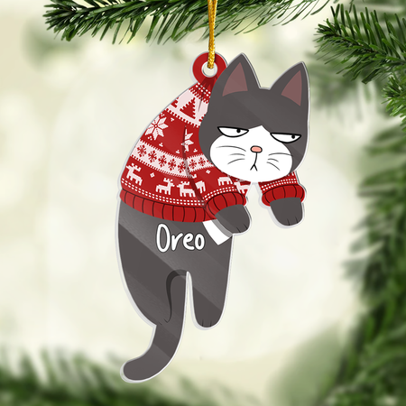 Alt jeg ønsker meg til jul er en katt ved min side - Personlig tilpasset kattornament - Tilpasset akrylformet - Julegave til dyreeiere og dyreelskere